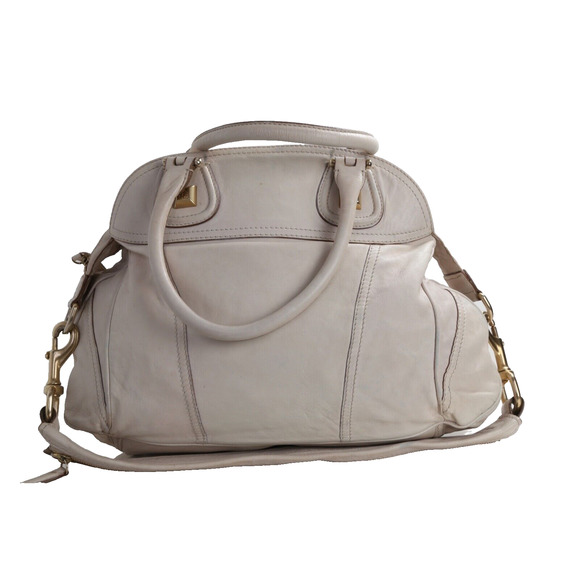 Vintage GIVENCHY Cream Leather Detachable Shoulder Strap Satchel Bag - Picture 3 of 15